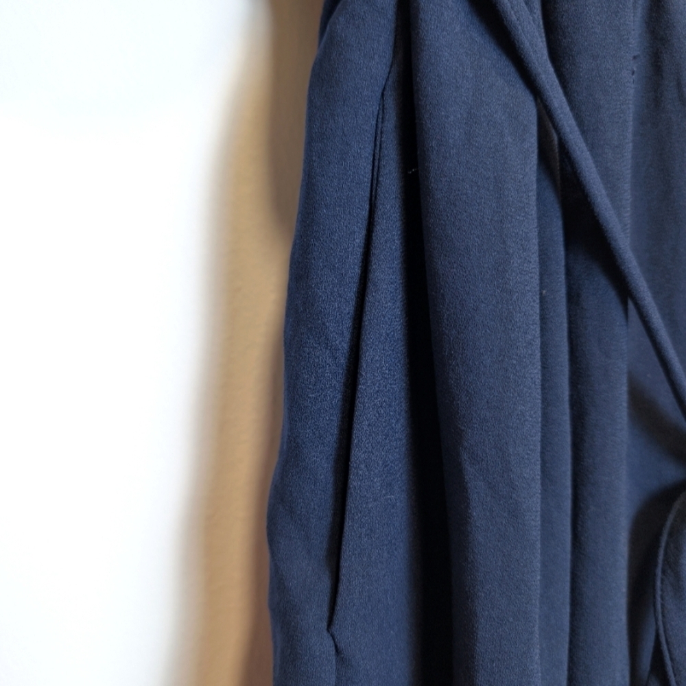 Karen Kane Navy Blue Fit And Flare Puff Sleeve Tea-Length Dress Size Large - Picture 5 of 11